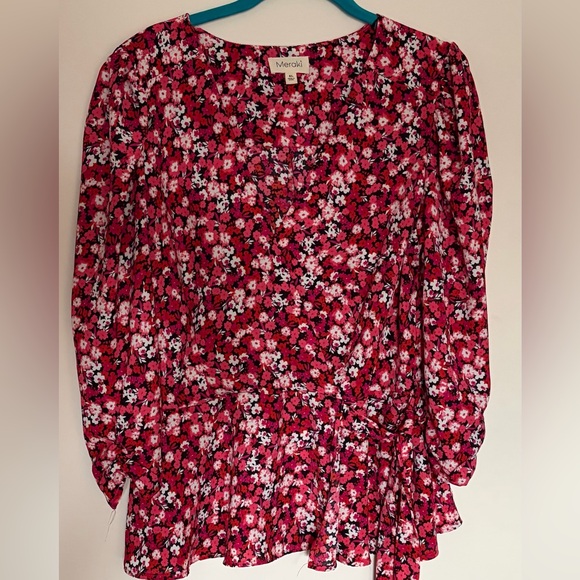 meraki Tops - Meraki Pink and Red Floral Top